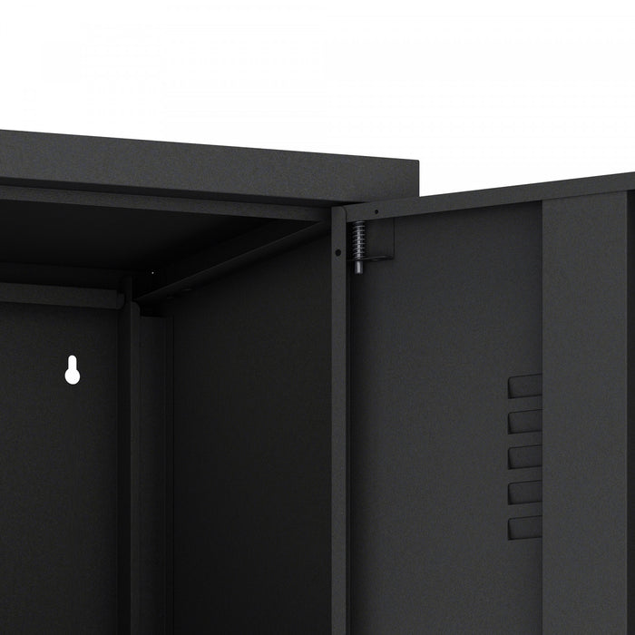 Naomi Modern 15\" Metal Storage Cabinet in Black Armoire
