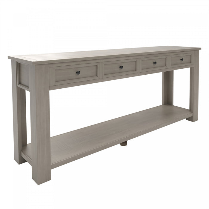 Gracie Solid Wood Console Table With Drawers And Shelf - Grey Wash