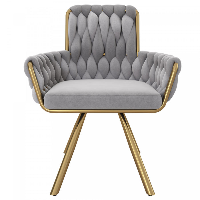 Timothy Velvet Swivel Dining Chairs with Tufted Upholstered and Metal Legs Set of 2, Grey