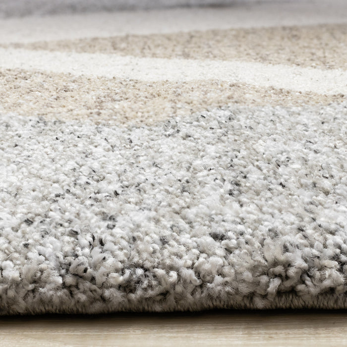 Maverick White Beige Grey Modern Plush Area Rug - 7'10\" x 11'2\"