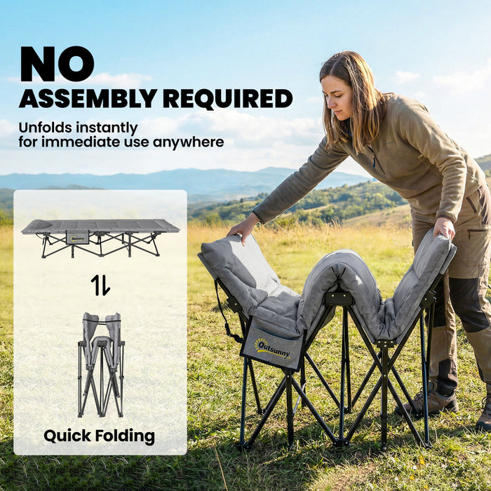Outsunny Camping Cot for Adults with Padded Cushion, Grey