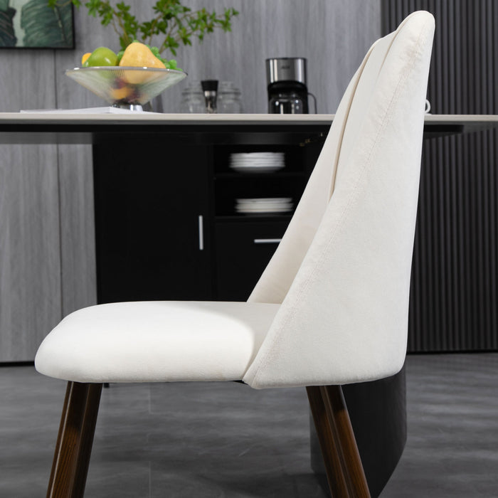 HOMCOM Dining Chairs Set of 4, Velvet Accent Chair, Cream White