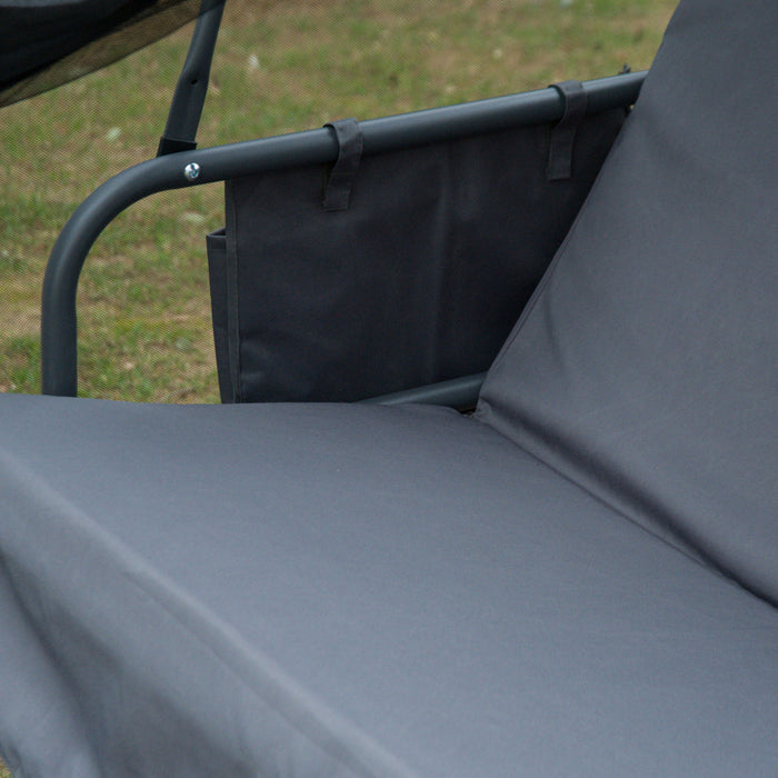 Outsunny 3-seat Outdoor Swing Chair, Porch Swing, Chaise Lounger Bed, Garden Hammock, Converting Flat Bed With Heavy-duty Steel Stand, Canopy And Netting Walls, Grey
