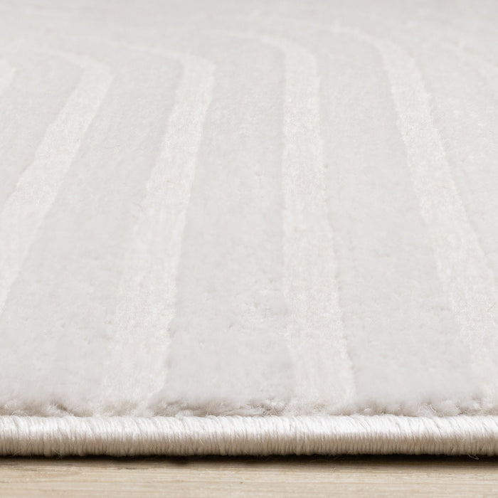 Leonardo White Grey Modern Lines Area Rug - 5'3\" x 7'7\"