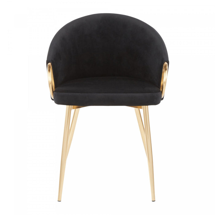 LumiSource Claire Velvet Contemporary Glam Dining Chair - Gold/Black