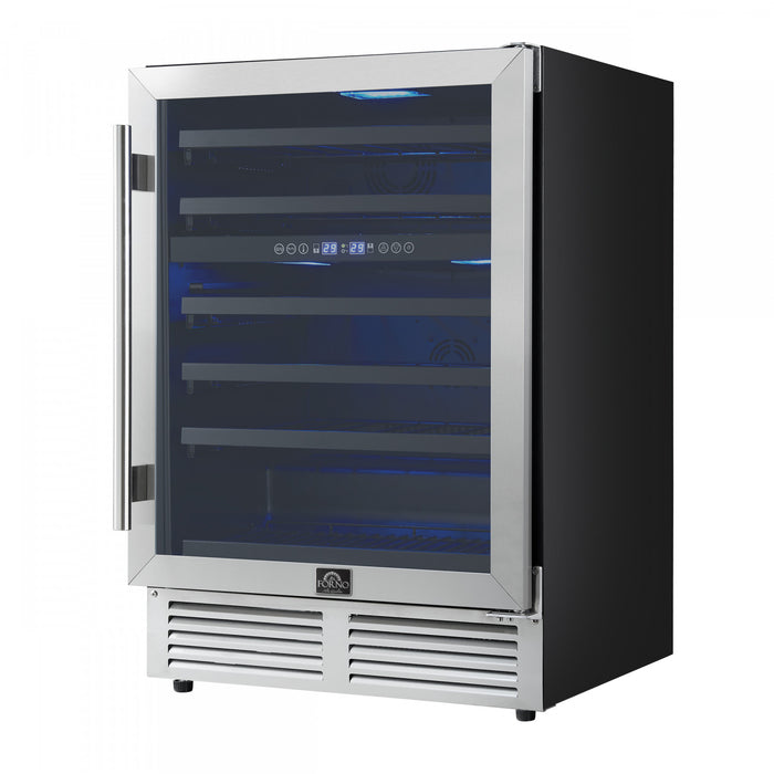 Forno Bacchino 24\"Wine Cooler, Stainless Steel, 51 Bottle Capacity- FWCDR6634-24S