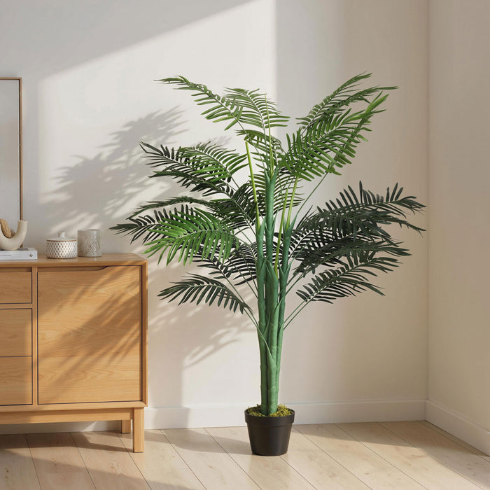 Outsunny 5FT Artificial Tropical Palm Tree Faux Plant with Lifelike Leaves