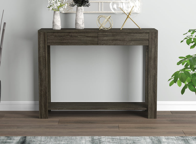 40” Console Table With 2 Drawers And Shelf - Dark Grey Sofa Table