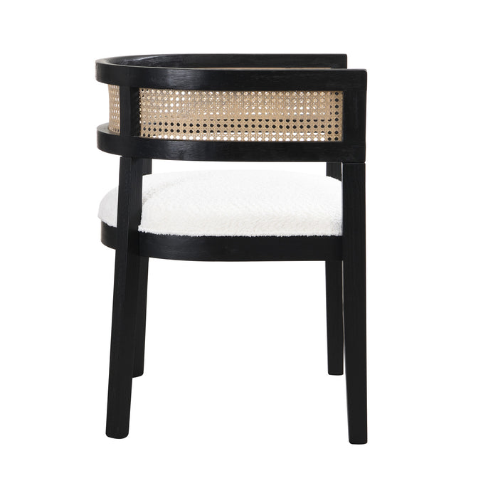 Lance Dining Chairs Set Of 2 With Rattan Back And U-shaped Seat - Black