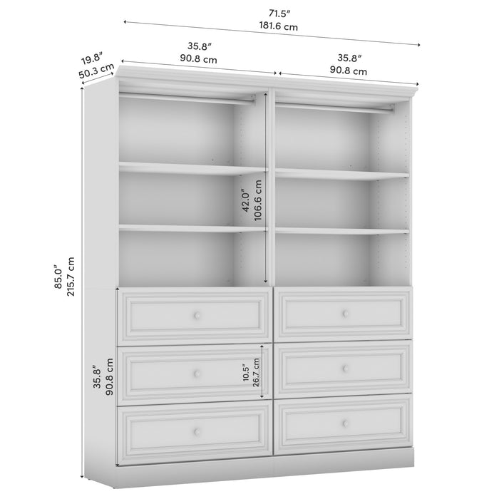 Bestar Versatile 72 W Closet Organizer with Drawers - White