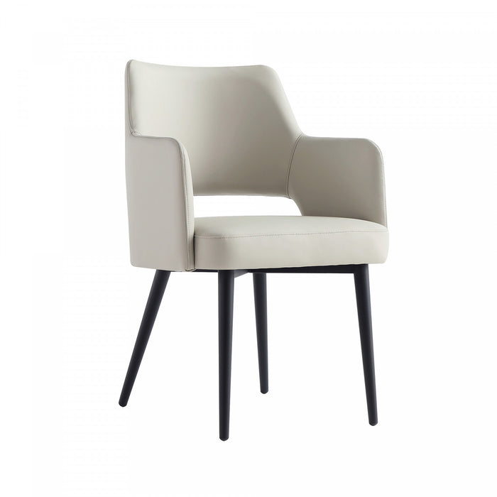 Tremont Modern Metal Vegan Leather Armchair in Stone Gray