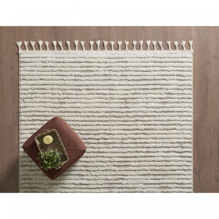 Quinto Beige Waves Shag Area Rug - 2'7\" x 8'