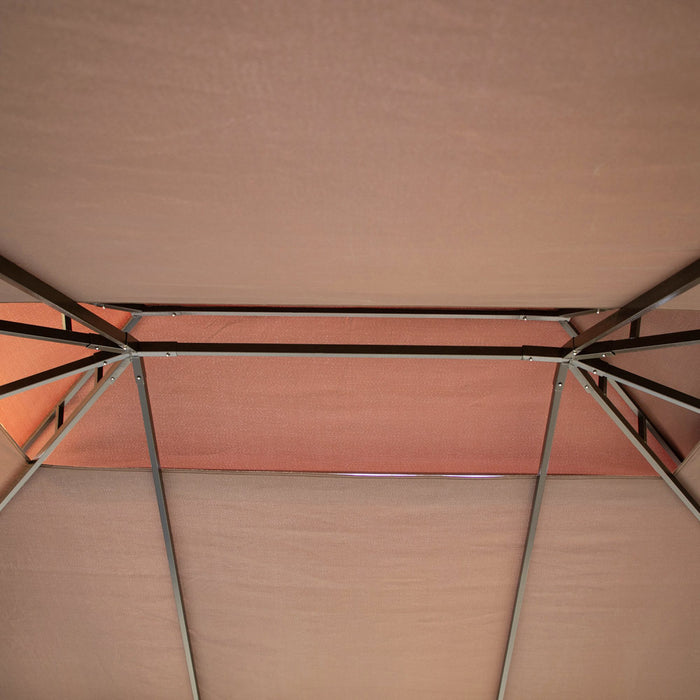 Outsunny 10' x 13' Patio gazebo, aluminum Frame Double Roof Outdoor Gazebo Canopy Shelter With Netting & Curtains, For Garden, Lawn, Backyard And Deck, Coffee