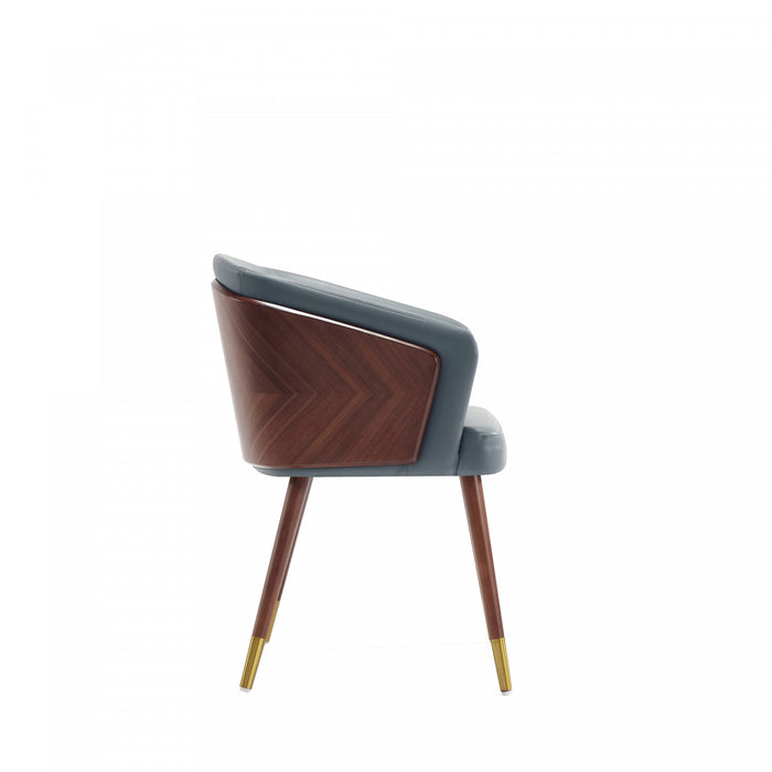 Reeva Modern Wood Vegan Leather Dining Chair in Gray - Set of 2