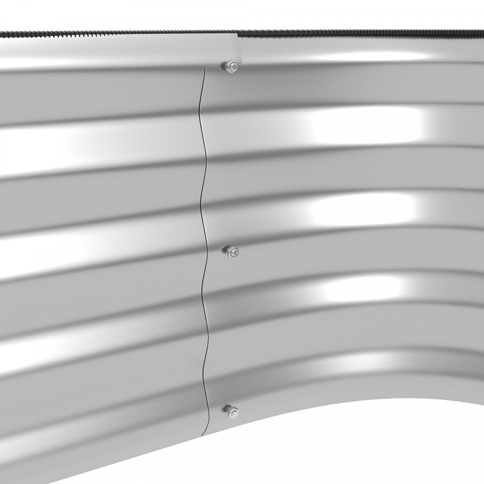 Outsunny 2-tier Raised Garden Bed Kit, 4x3x1ft Outdoor Galvanized Planter Box With Safety Edging For Vegetables, Flowers, Fruits And Herbs, Silver
