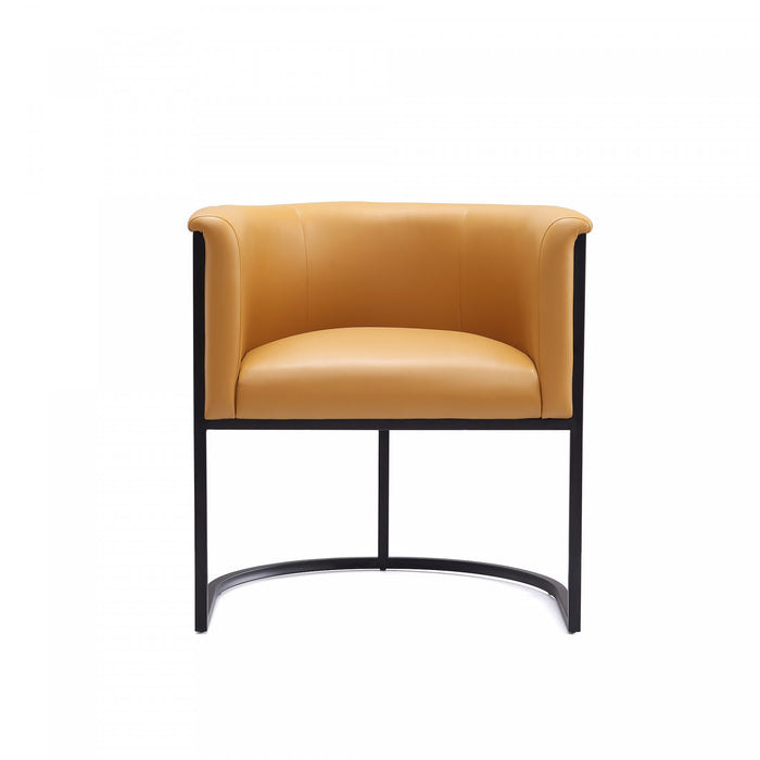 Cosmopolitan Mid-Century Modern Vegan Leather Metal Dining Chair in Camel - Set of 2