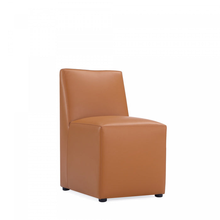 Anna Square Modern Vegan Leather Dining Chair in Saddle Brown - Set of 2