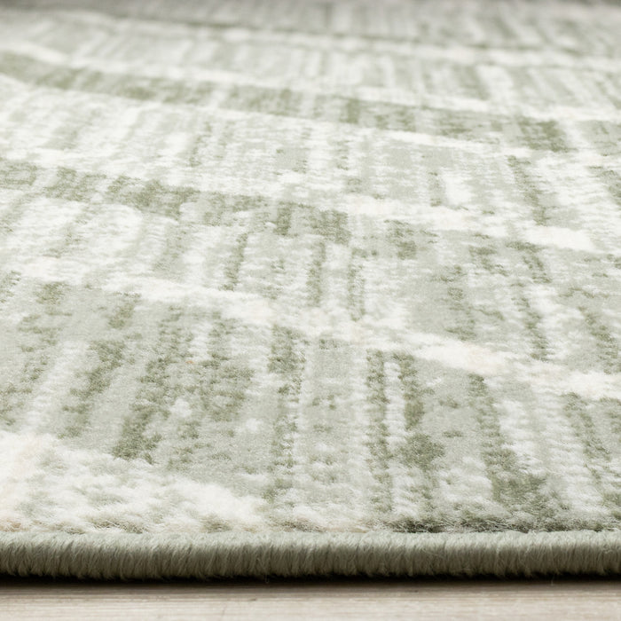 Florence Green White Distressed Chevron Design Rug, 5'3\" x 7'4\" Indoor Area Rug