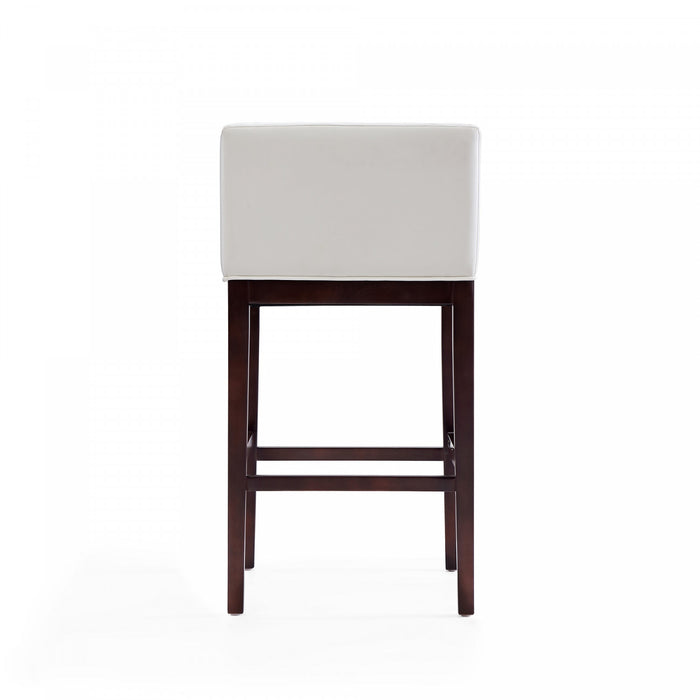 Kingsley Mid-Century Modern Wood Upholstered Barstool in Ivory - Set of 2
