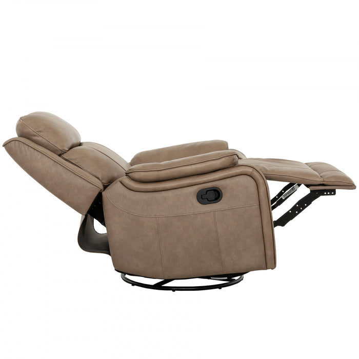 Marlow 37 in. Leather Match Swivel Glider Manual Recliner - Taupe