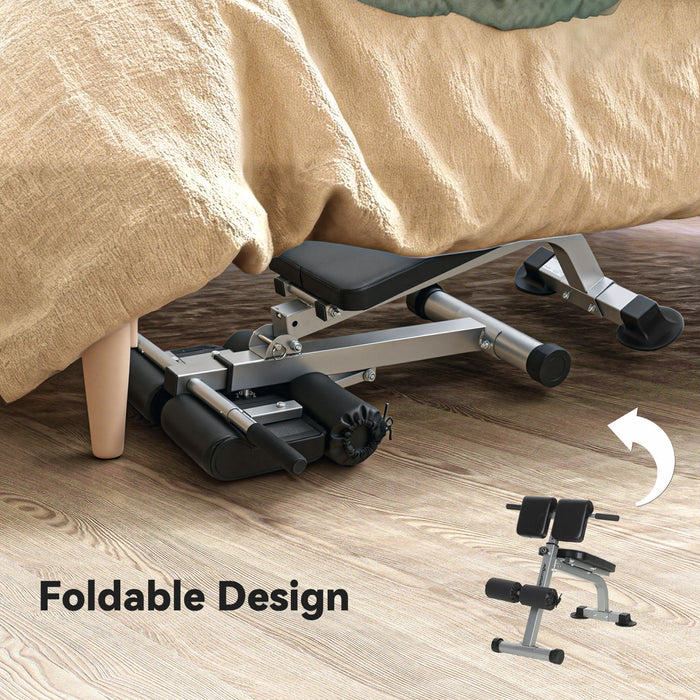 Soozier Roman Chair, Foldable Hyperextension Bench, Silver Tone