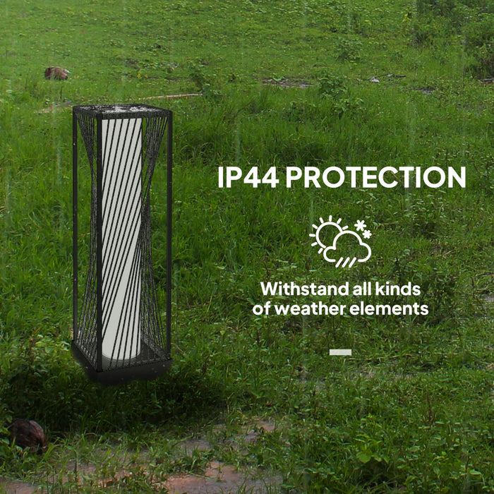 Outsunny Rattan Solar Floor Lamp, Solar Powered Outdoor Lamp with Auto On/Off LED Lights, IP44 Waterproof, Decorative Outdoor Lantern for Patio, Porch, Pathway, Grey