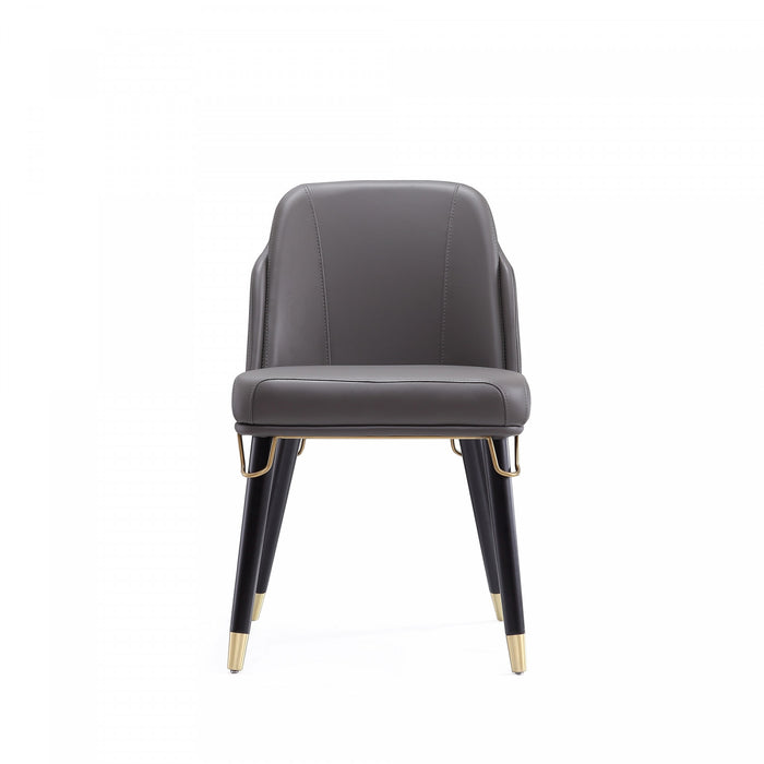 Estelle Modern Vegan Leather Wood Dining Chair in Graphite - Set of 2