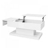 Logan Lift-Top Coffee Table with LED Lighting and Extendable Desktop,White | Logan table basse relevable – table avec eclairage LED et plateau extensible, blanc