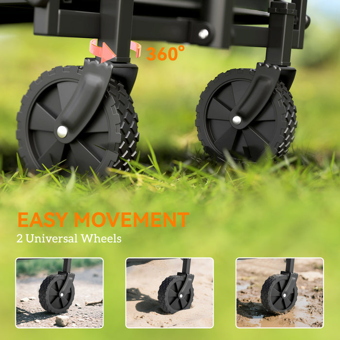 Outsunny Collapsible Folding Wagon Cart, Portable Outdoor Utility Compact Small Garden Cart with Universal Wheels and Adjustable Handle for Sports, Camping, Shopping, Grey