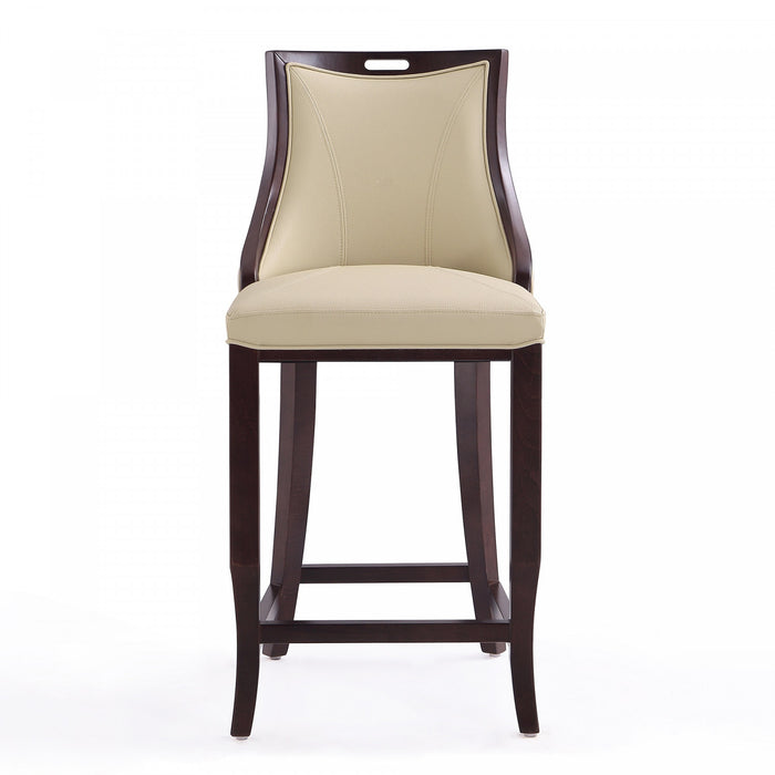 Emperor Traditional Wood Upholstered Barstool in Cream - Set of 3