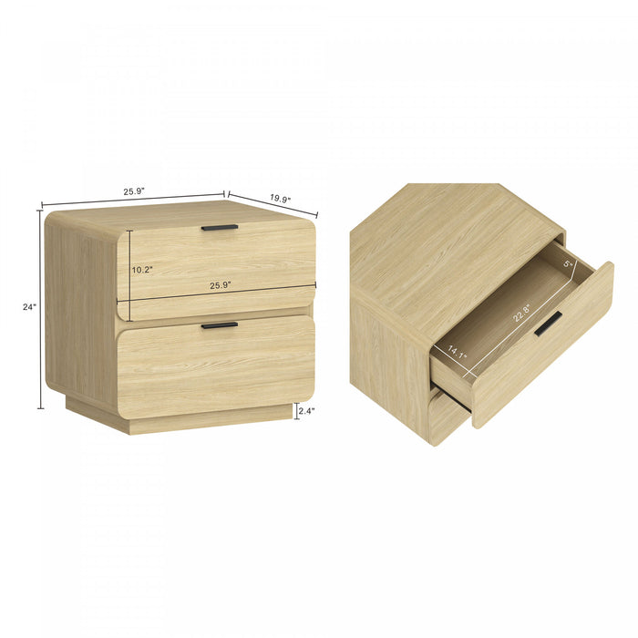 Chrystie Contemporary Modern 2-Piece Dresser and Nightstand in Natural