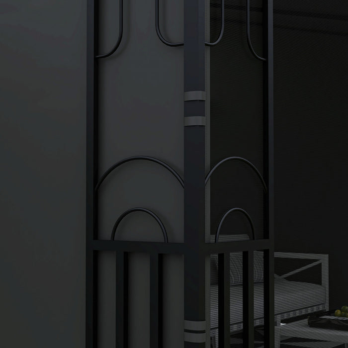 Outsunny 10' X 13' Lean To Outdoor Pergola Canopy With 2 Curtains And 2 Nettings, Wall Mounted Deck Gazebo Outdoor Sun Shade Shelter, Uv Resistant, For Porch, Patio