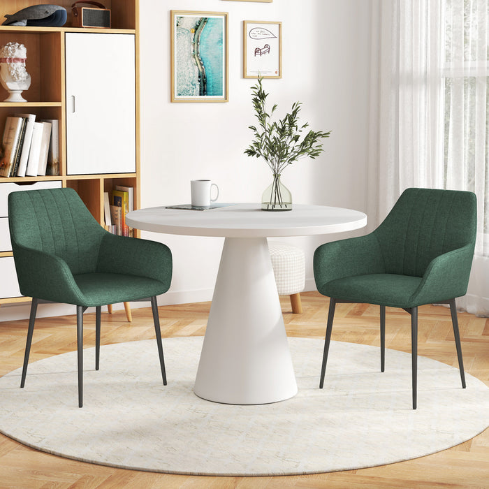 HOMCOM Dining Chairs Set of 2, Upholstered Accent Chairs with Metal Legs