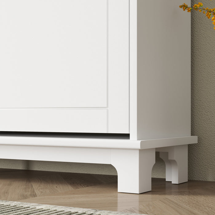 HOMCOM Narrow Shoe Cabinet with 4 Flip Drawers 5 Legs for Entryway White