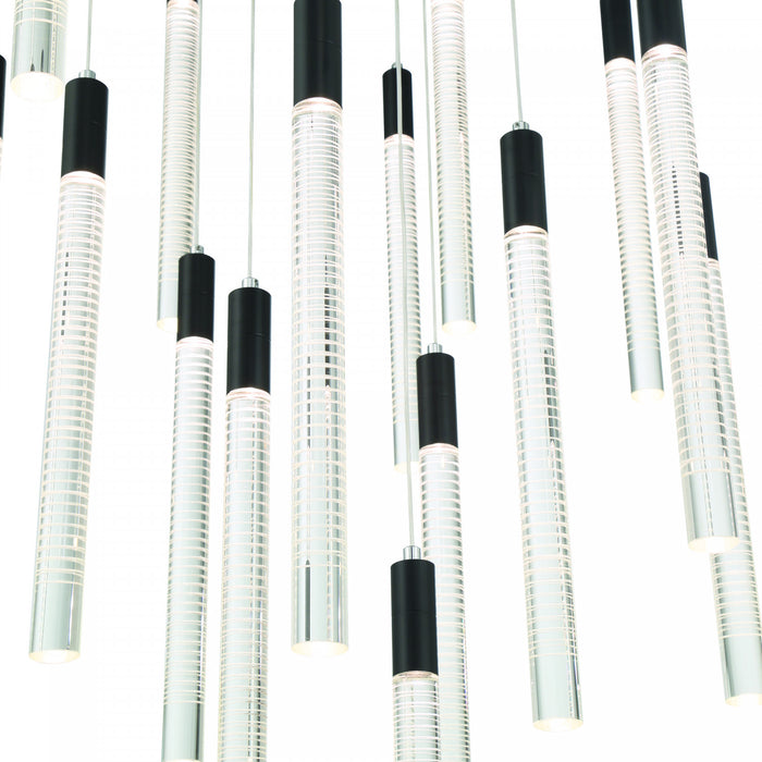 Celine 20 Light Integrated Led Chandelier, Brass With Laser Lined Glass Rods