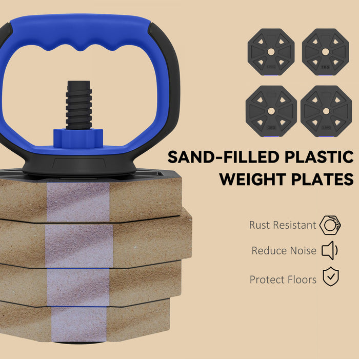 Soozier 6-in-1 Adjustable Dumbbell Set, 66lbs Free Weights Set, Blue