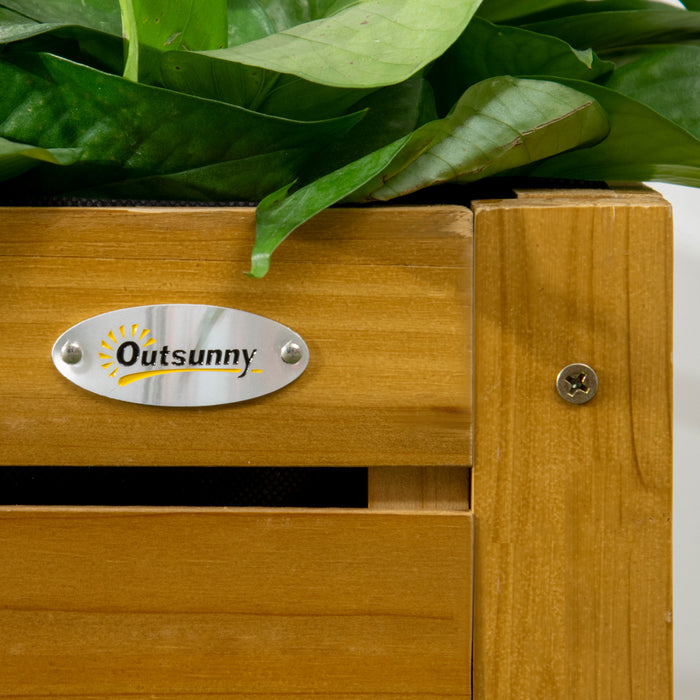 Outsunny Raised Garden Bed Wood Planter Box with Folding Side Table