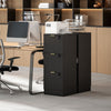 HOMCOM 3 Drawer File Cabinet Fluted Vertical Filing Cabinet with Lock Black