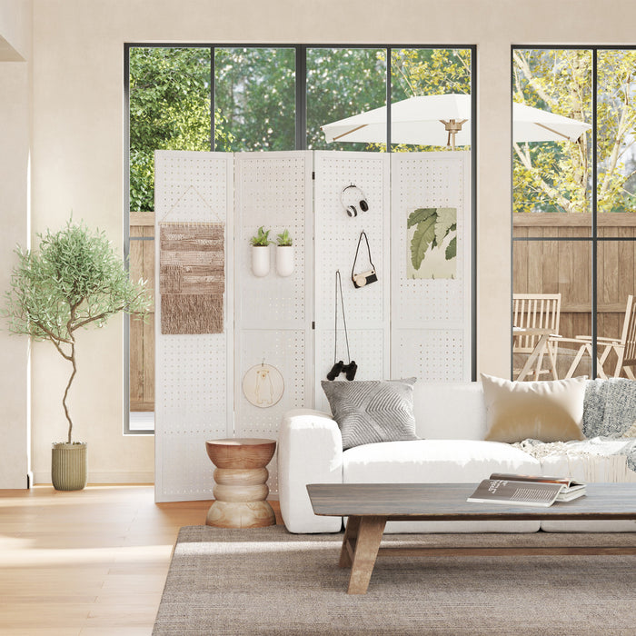 HOMCOM 4 Panel Folding Room Divider Privacy Screen Indoor Home Decoration