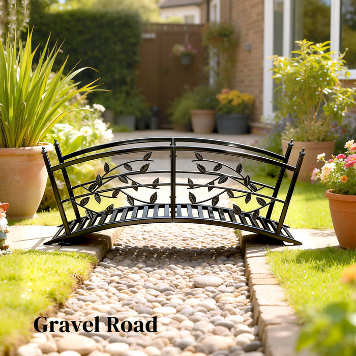 Outsunny 4 FT Metal Garden Bridge with Safety Railings, Outdoor Bridge