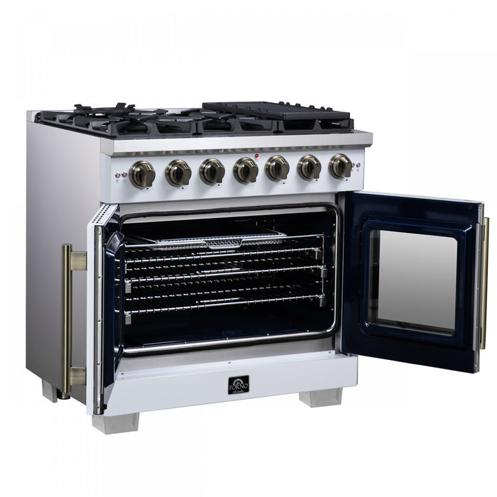 Forno Capriasca 36\" White Gas Range 5.36 cu.ft -FFSGS6460-36WHT