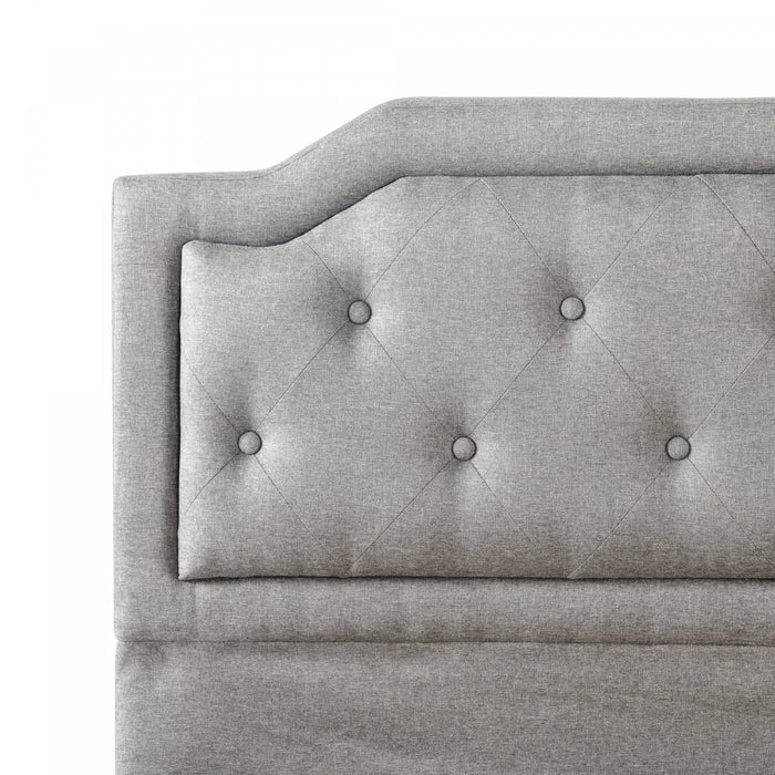 Kellen Upholstered Platform Bed with Headboard in Light Grey - Queen Size