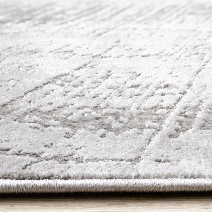 Hudson Grey Cream Distressed Brushstrokes Rug, 7'10\" x 10'6\" Indoor Area Rug