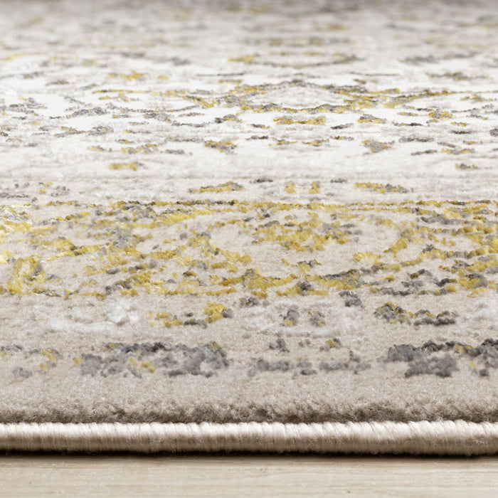 Zaris Cream Yellow Black Elegant Classic Rug, 5'3\" x 7'7\" Indoor Area Rug