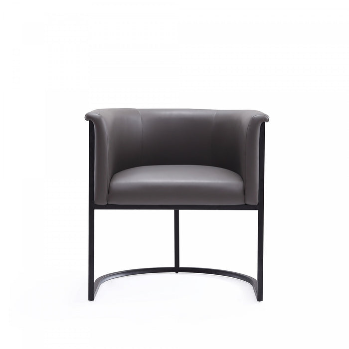 Cosmopolitan Mid-Century Modern Vegan Leather Metal Dining Chair in Graphite - Set of 2