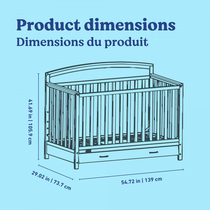 Graco Benton 5-in-1 Convertible Crib with Drawer - Pebble Gray