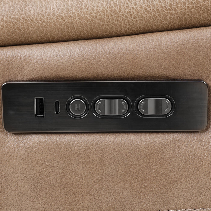 Marlow 84 in. Leather Match Power Reclining Sofa with USB/USB-C - Taupe