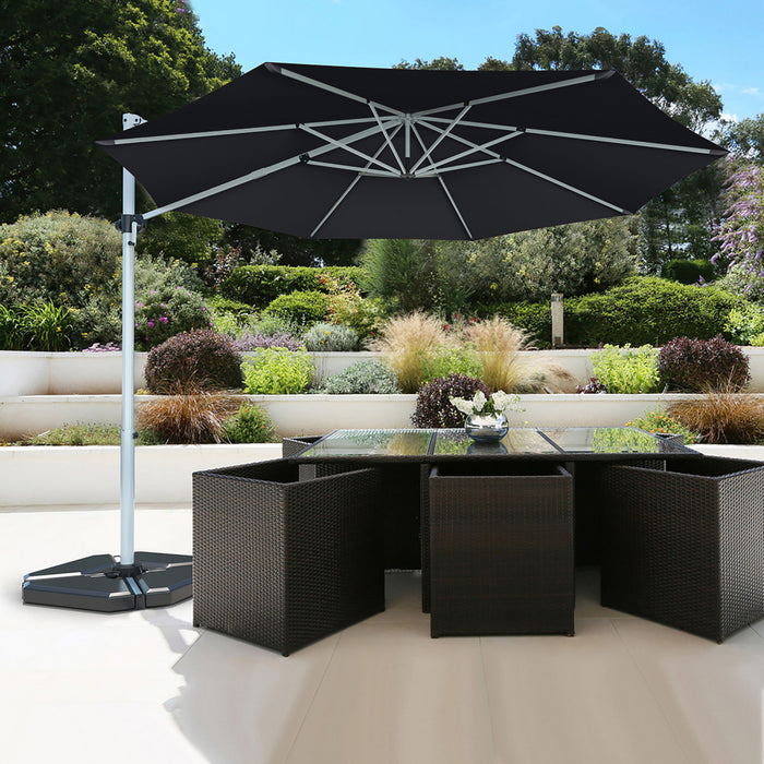 Costway 11' Patio Cantilever Offset Umbrella 360° Rotation Aluminum Tilt Grey