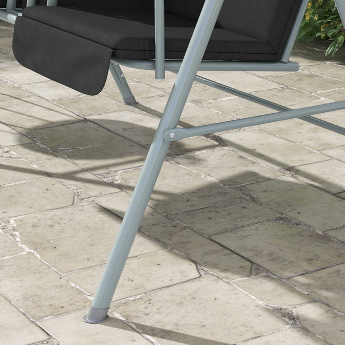 Outsunny 2-seat Patio Swing Chair With Adjustable Canopy, Centre Table