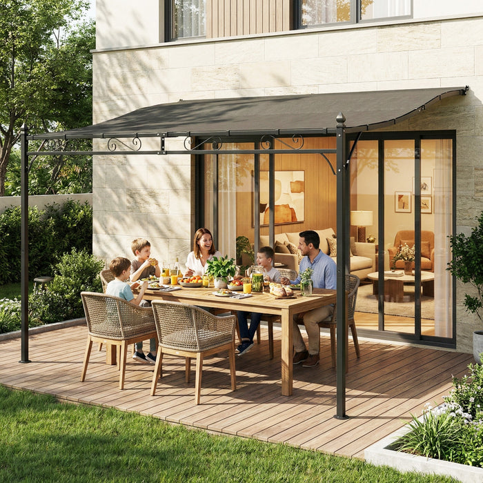 Outsunny 11.5' x 8.2' Outdoor Pergola, Lean to Pergola, Dark Grey
